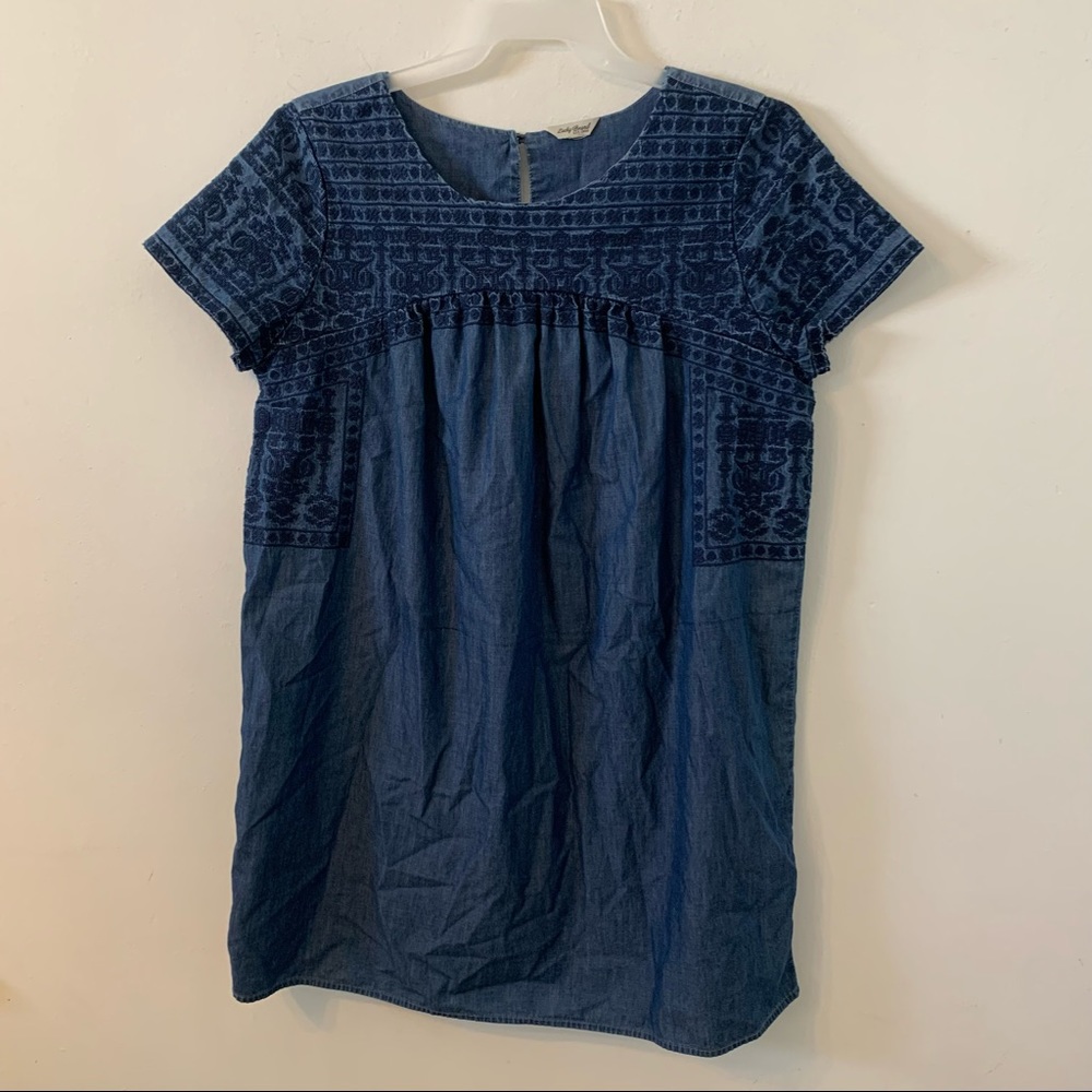 Lucky Brand Chambray Embroidered Tunic Dress XL